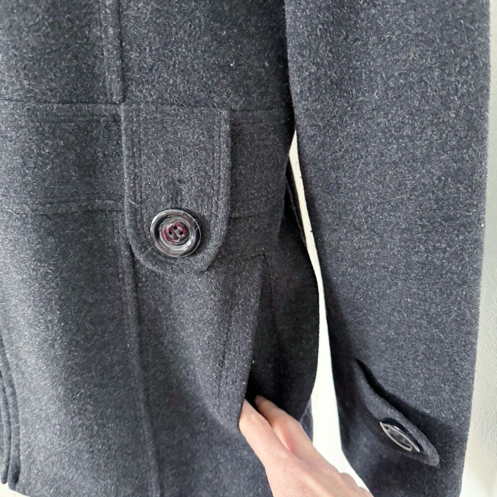 St. John’s Bay Women Wool Cashmere Blend Car Coat Hooded Peacoat Charcoal Gray M - Picture 3 of 16